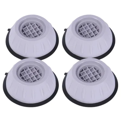 Four gray anti-vibration pads with black rubber bases are arranged in a 2x2 grid against a white background.