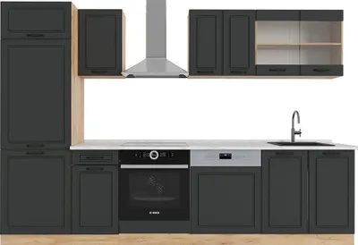 Image de Cuisine Vicco R-Line Anthracite Campagne/Chêne doré 300cm , PT Marbre, Model 53352