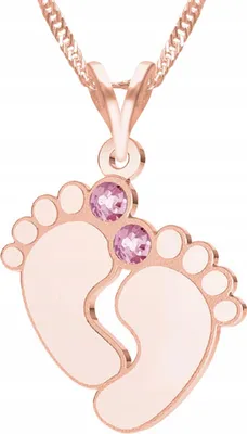 Immagine prodotto di Collana in argento 925 oro rosa con zirconi per piedi di bambino