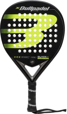 Produktbild von Bullpadel Black Dragon 4.0 Padelschläger kreisförmig Mattschwarz Fluorgrün Fiberglas EVA-Gummikern