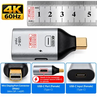 Produktbild von USB-C Buchse auf Mini DisplayPort 4K 60Hz Adapter Konverter für Monitor Display