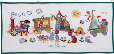 Produktbild von Eva Rosenstand Kreuzstich Set "Zug mit Tier", Zählmuster, 73x33cm