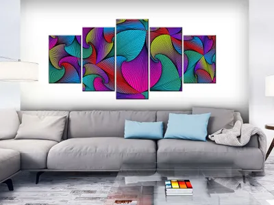 Immagine prodotto di Quadro acustico astratto colorato 200x100 cm immagini schiuma acustica ad alte prestazioni fonoassorbente isolamento acustico tela 5 pezzi parete murale acustica ambiente isolamento acustico a-A-0255-b-n