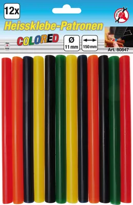 Produktbild von KRAFTMANN 80847 Heissklebe-Patronen bunt, 11 mm, 12-tlg.