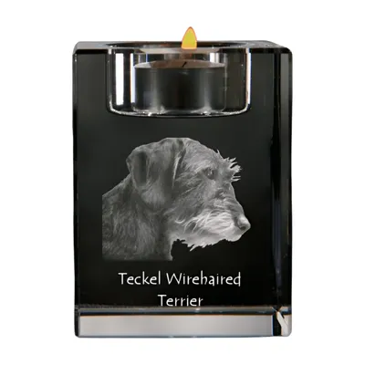 Produktbild von Dachshund Rauhhaar, Dackel, Teckel I - Kerzenhalter mit Hundefoto, Teelichthalter aus Kristall, personalisiertes Geschenk der Marke Art-Dog