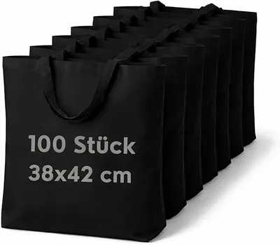Produktbild von Cloud Pillow Set 100 Baumwolltaschen Schwarz 38 x 42 cm, 100% Baumwolle, unbedruckt, lange Henkel, Standard 100