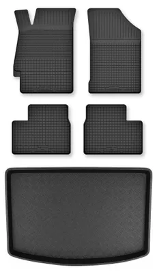 Image de Tapis en caoutchouc + bac de coffre pour Kia Rio IV 2017- (hayon) – 5 pièces, noirs, semi-universel, adapté