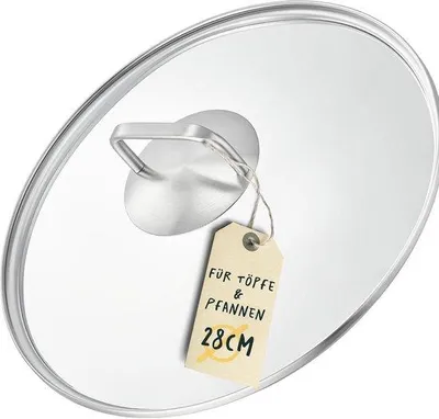 Productafbeelding van Glazen Pannendeksel - Kookdeksel - Koken en Braden - Stoomgaatje en koude greep - 28 cm - Zilver