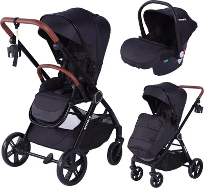 Produktbild von Einheitsgröße BM-9|Barmøya 3-in-1 Kombi-Kinderwagen Komplettset schwarz