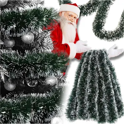 Produktbild von Christbaumkette, dick grün, naturgetreue Weihnachtsgirlande, 3 m
