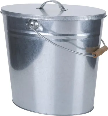 Produktbild von Zink-Ascheeimer mit Deckel - kleiner Kohleeimer, 15l - verzinkter Zinkeimer für Kamin, Grill und Kohlen