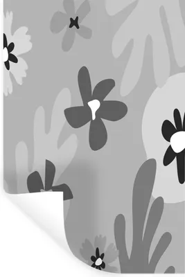 Produktbild von MuchoWow® Wandtattoo Wandsticker Wandaufkleber Hintergrund - Blumen - Schwarz - Weiß 40x60 cm Selbstklebend und Repositionierbar - Wierderverwendbar - Selbstklebend