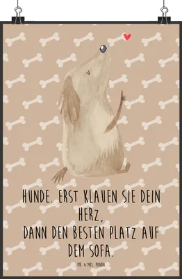 Produktbild von Mr. & Mrs. Panda Bild Hund Liebe DIN A1 - Hundeglück - Geschenk, drucke, Süß, Kunstdruck, Wandbild, wanddeko, Herz, Hunde, Plakat, Sprüche