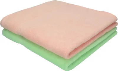 Produktbild von Betz 2 Stück Duschtücher 70x140 cm PALERMO 100% Baumwolle  Farbe: apricot und grün