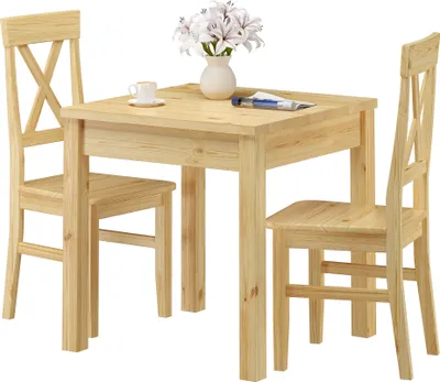 Produktbild von Essgruppe Klassisch mit Tisch und 2 Stühle Kiefer natur Massivholz 90.70-50 A -Set 23