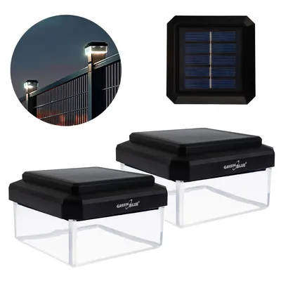 Zdjęcie produktu dla 2 szt. lampy solarnej LED GreenBlue do słupków 80 x 80 mm, osłona typu „kopertowego”, 3200 K, GB127 WW