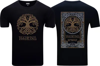Immagine prodotto di Diarbo T-shirt da uomo con stampa vichinga Yaggdrasil nero taglia XL