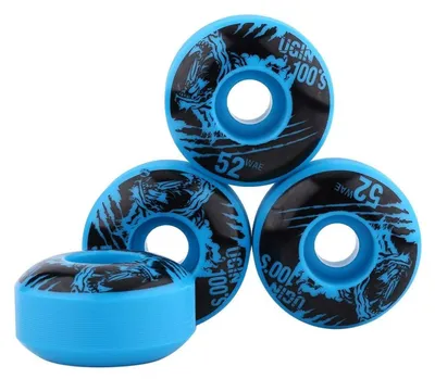 Image de Roues de skateboard, 52 mm x 30 mm, lot de 4, en PU, couleurs : bleu, blanc, rouge, jaune, rose