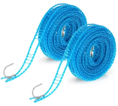 Imagen del producto de TRANKIELO® - 2 unidades de tendedero antideslizante - Tendedero portátil para viajes, ideal para camping, uso doméstico y jardín - 5 metros