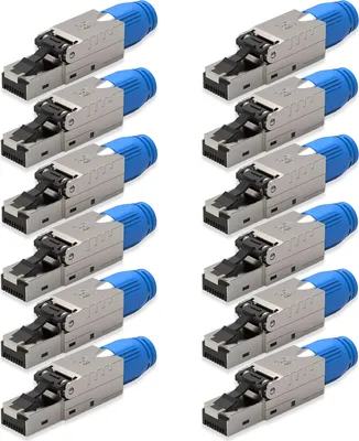 Produktbild von NEXMEX 12x Netzwerkstecker Cat 8 CAT8.1 RJ45 Stecker Werkzeuglos Metall 40Gbps