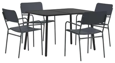 Imagen del producto de Conjunto de 5 sillas de comedor, color antracita, estructura de acero