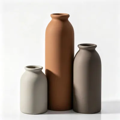 Keramik-Vasen-Set, 3-teilig, matt, warme Farben, 3 Höhen