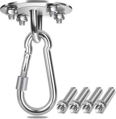 Immagine prodotto di SWANEW gancio da soffitto per sedia appesa gancio da 450 kg in acciaio inox per impieghi gravosi adatto come supporto da soffitto per asciugamano yoga e sacco da boxe tenda da sole sedile oscillante