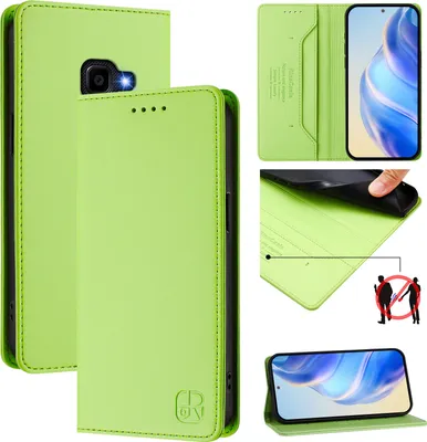 Obrázek produktu pro Kožené pouzdro pro Samsung Galaxy XCover 4/XCover 4S, flipové pouzdro s přihrádkami na karty, peněženkou a stojánkem Zelený