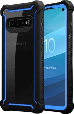 Produktbild von Cadorabo Hülle für Samsung Galaxy S10 PLUS Schutzhülle in Blau Handy Hülle Etui TPU Silikon-Rand Glas-Rücken Acryl