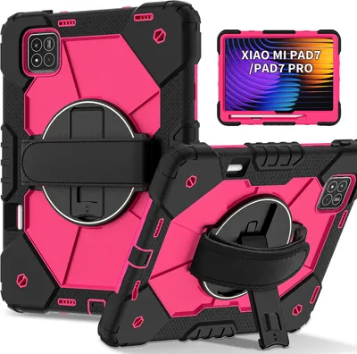 Obrázek produktu pro Pouzdro pro Xiaomi Pad 7 / Pad 7 Pro, pouzdro na tablet s 360° otočným popruhem na ruku a stojánkem černé Růžový