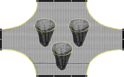Produktbild von Fußballtornetz mit Torzonen, tragbares, zusammenklappbares Fußballtor für den Außenbereich, Trainingshilfe, Fußballnetz für das Fußballtraining im Garten