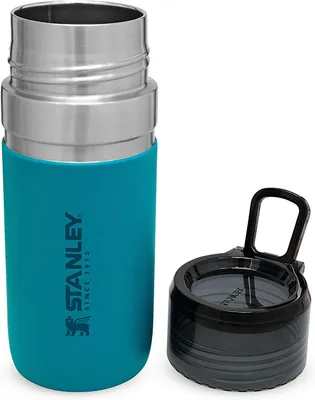 Image de Stanley Vacuum Insulated Water Bottle 473 ml / 16OZ Lake Blue ? Trinkflasche für kalte Getränke - durchsichtiger Verschluß - BPA-frei - Spülmaschinenfest