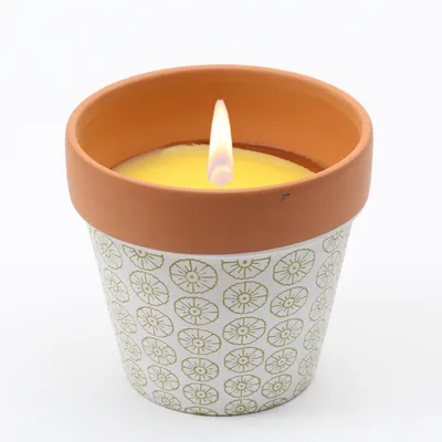 Produktbild von Duftkerze CITRONELLA - Echtwachs in Tontopf - H: 10cm - grün