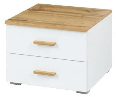 Productafbeelding van Set van 2 nachtkastjes WOOD met 2 lades in eiken en alpenwit kleur