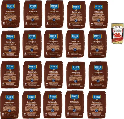 Produktbild von De Cecco Integrale Mezze Penne Rigate N° 141, Pasta integrale, Vollkornnudeln, 20x 500g + Italian Gourmet polpa 400g