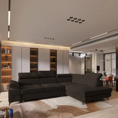 Produktbild von Masseno Ecksofa FAVIEN R-S mit Schlaffunktion L-Form, Sofa mit Bettkasten, Wohnzimmersofa, Couch, Soffa, Bettsofa, Couchgarnitur- Braun, MONOLITH 29