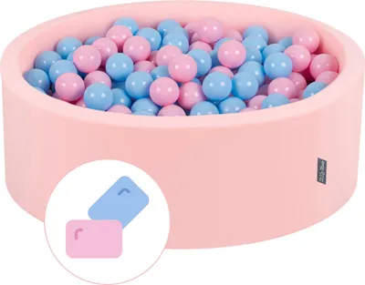 Produktbild von KiddyMoon Bällebad Bällepool Mit Bunten Bällen 90X30cm/300 Bälle ∅ 7Cm Für Babys Kinder Rund, Bubblegum:Puderrosa/Babyblau