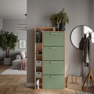 Obrázek produktu pro Výklopník na boty Vicco Orlando Dub Goldkraft/zelená 80 x 166.1 cm se 4 přihrádkami, Model 53245