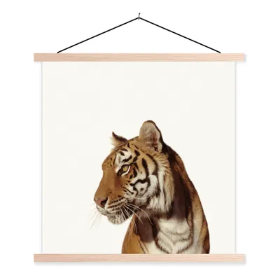 Produktbild von MuchoWow® Textilposter Tiger - Tier - Porträt 40x40 cm mit holzfarbenen Rahmen - Posterleiste