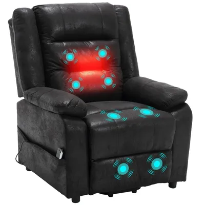 Produktbild von Elektrischer Massagesessel mit Aufstehhilfe, Heizung & Liegefunktion, Fernbedienung, bis 220kg, Schwarz