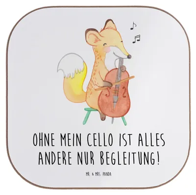 Produktbild von Mr. & Mrs. Panda weinflaschenuntersetzer Cello Magie - Weiß - Geschenk, Holzuntersetzer, Klassische Musik, Teeuntersetzer, Tassenuntersetzer, Coaster, Instrument lernen
