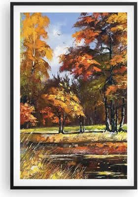 Produktbild von Gerahmtes Poster - Schwarzer Rahmen - Park Herbst Wasser - 61x91,5 cm - Wand Bild - Wanddeko - Wandbilder - Kunstposter - Wandposter - Bilderrahmen - Bilder - Kunstdruck - Wandbild - P2BPA61x91-3536
