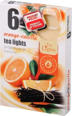 Obrázek produktu pro Nohel Garden Svíčka čajová POMERANČ S VANILKOU vonná 6ks