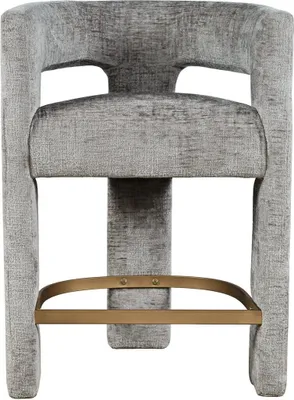 Produktbild von Leith LET71HG Polsterhocker in Silbergrau, 61x57x89 cm, Chenillestoff