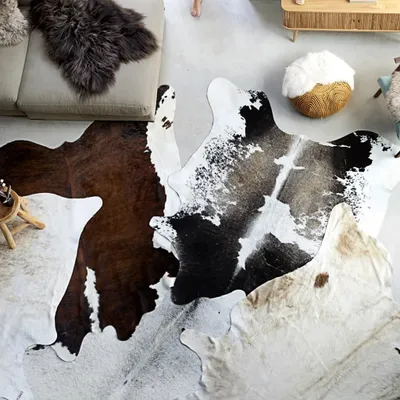 Immagine prodotto di The Living Store Tappeto in vera pelle bovina bianco e nero 150x170 cm