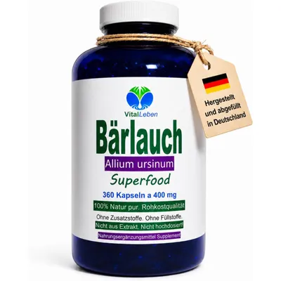 Produktbild von Frischblatt Bärlauch 360 Pulver Kapseln wilder Knoblauch Wildwuchs Natürliche Schwefelquelle, geruchlos, ohne Aufstoßen Ohne Zusatzstoffe