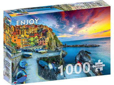 Image de Puzzle 1000 pièces Enjoy – Port de Manarola au coucher du soleil, Cinque Terre, Italie
