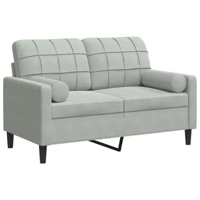 Produktbild von vidaXL 2-Sitzer-Sofa mit Zierkissen Hellgrau 120 cm Samt