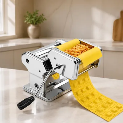 Ravioli-Maschine aus Edelstahl, handbetrieben, 1 Stück, silber