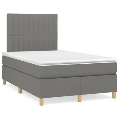 Image de vidaXL Lit boxspring avec matelas gris foncé 120x190 cm Tissu